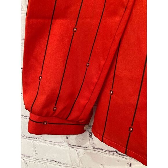 Vintage Lady Arrow Mistique Womens Medium Button Front Blouse Red Silky Stripe - Picture 3 of 8